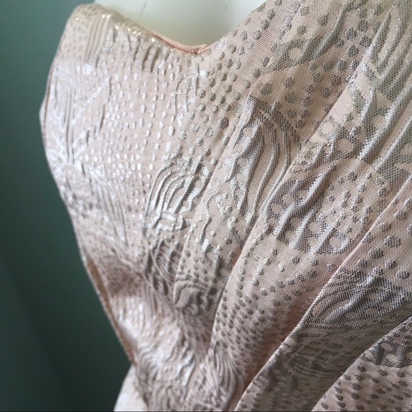 Blush Pink Metallic Print Strapless Dress | Tulle - Picture 3 of 8